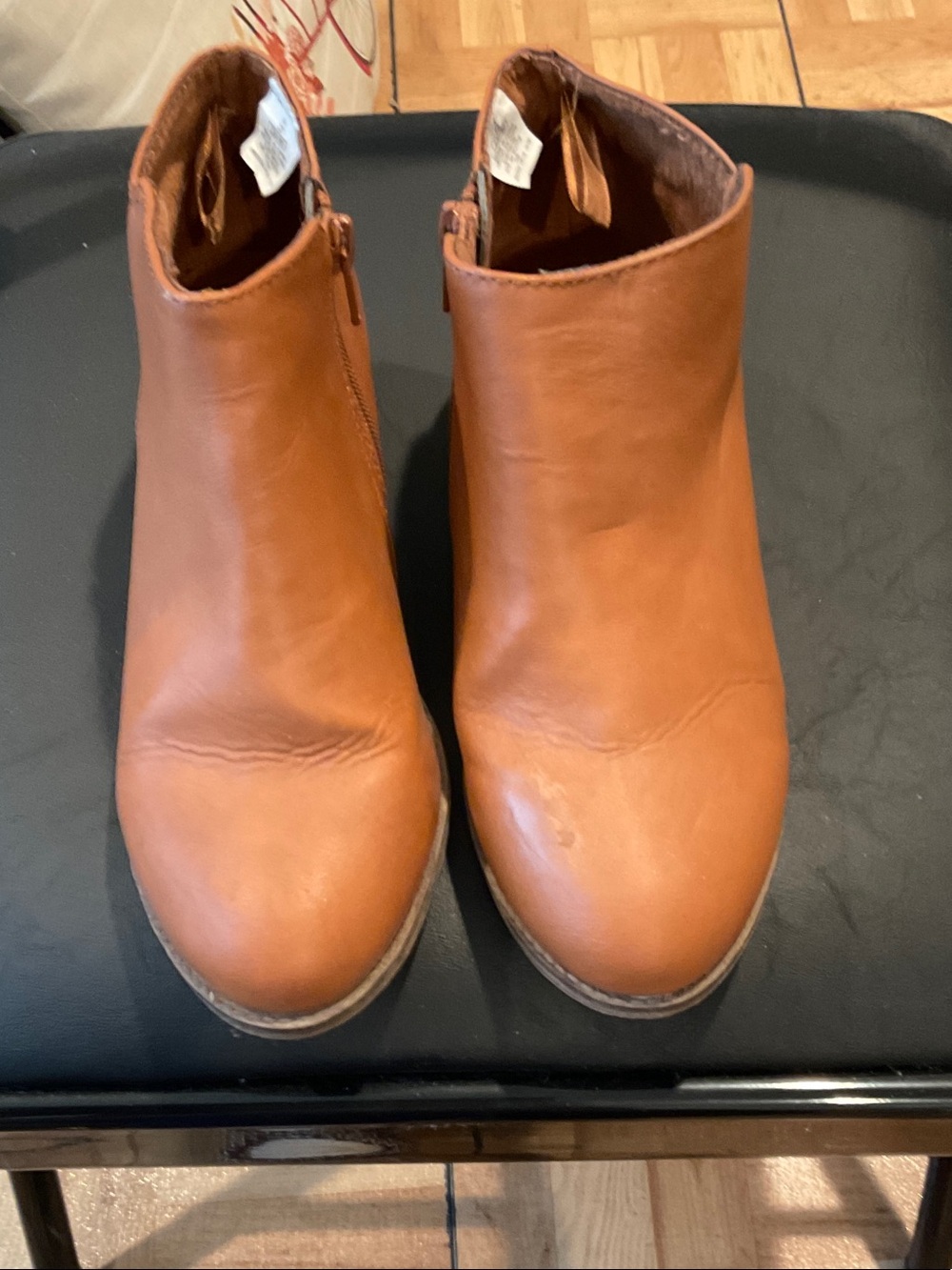 Children’s  Tan Ankle Booties - Classic Zip Closure, size 4
